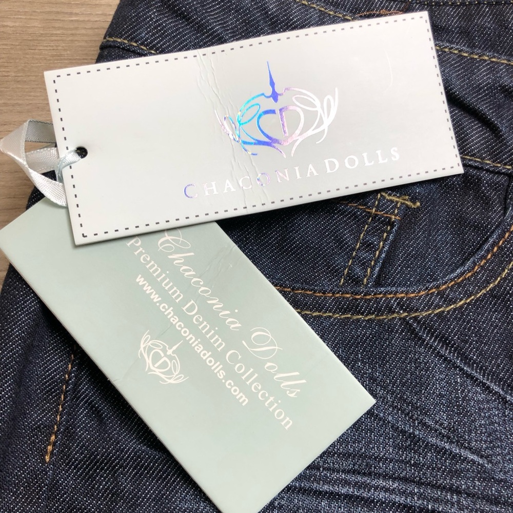 NEW Chaconia Dolls Denim Micro Mini Skirt Womens XL Dark Wash Cotton Preppy - Picture 3 of 10